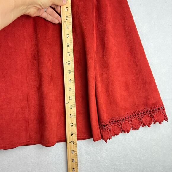 NEW Jodifl Burnt Orange Faux Suede Flare Crochet Trim Sleeve Oversized Blouse S - Picture 12 of 12